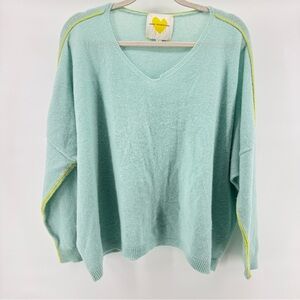 Rare!! 🦄Kerri Rosenthal Love Embroidered Cashmere Sweater SzL HTF grail unicorn